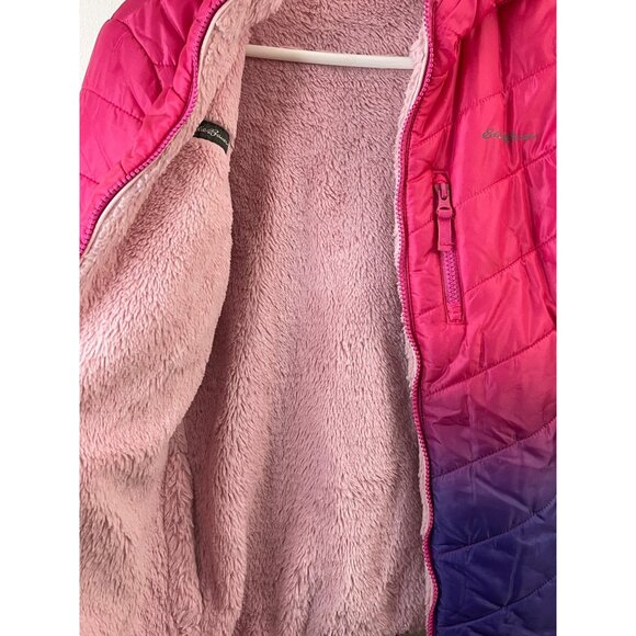 Eddie Bauer Pink & Purple Ombre Quilted Hooded Jacket With Fleece Lining - Picture 4 of 15
